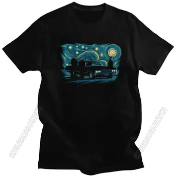 Классические футболки Starry Night Supernatural, футболки Winchester Bros, футболки с принтом, футболки из мягкого хлопка, облегающие футболки