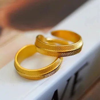 Кольцо Из 24-каратного золота с блестящими перьями, открытое кольцо для женщин, кольцо с бриллиантом, кольцо с живым ртом, изысканные ювелирные украшения, подарки