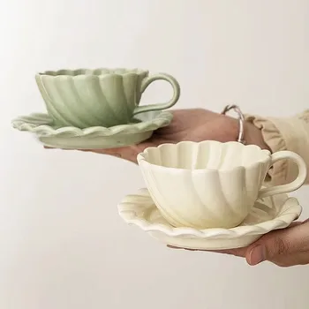 креативная керамическая кружка и тарелка объемом 200 мл, набор кофейных чашек, чашка и блюдце для кофе