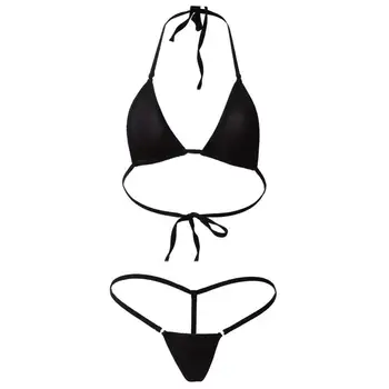 Летние купальники для девочек, 2 шт., женский сексуальный однотонный мини-бюстгальтер на бретелях, стринги, комплект бикини, купальники, купальник