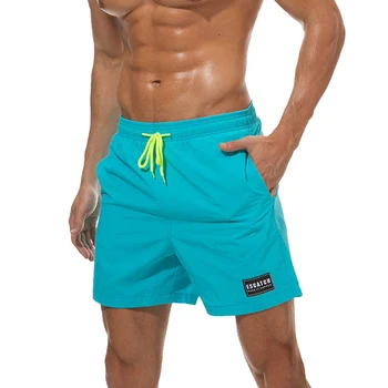 Летние мужские быстросохнущие пляжные шорты для серфинга, дышащие нейлоновые плавки большого размера, однотонные спортивные купальники для бега и серфинга