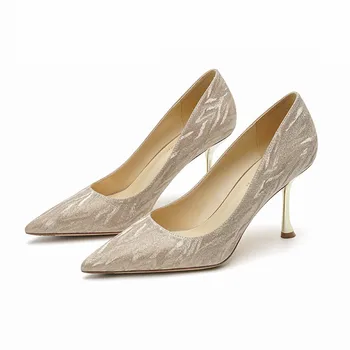 Милая женская обувь С острым носком, Брендовая Рабочая обувь на высоком каблуке, туфли-лодочки на тонком каблуке, Женская обувь на высоком каблуке Bimooth GH404