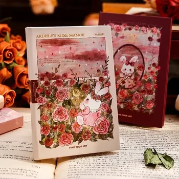 Мини-блокнот A7 Sweet Pink Rose серии Manor, пустая страница, портативный студенческий блокнот, симпатичный карманный блокнот, Красивые блокноты для записей в дневнике