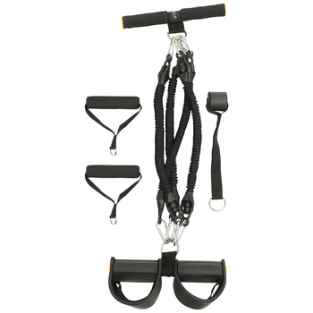 Многофункциональная натяжная веревка, 4-трубчатая эластичная лента для снятия педали для йоги, фитнес для похудения, бодибилдинг, тренировка живота (черный)