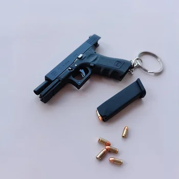 Модель пистолета из сплава Glock 1:3, Съемный мини-пистолет Desert Eagle, Деревянная ручка, Позолоченный брелок, Подвесной пистолет Для взрослых, подарок детям