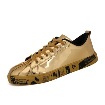 Мужская обувь, элитный Бренд, Обувь на плоской подошве, мужские кроссовки, Золотые Теннисные туфли для любителей моды, мужская Повседневная обувь, размер 36-46