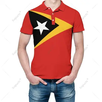 Мужская рубашка-поло с 3D принтом Флага Восточного Тимора, Мужская Модная одежда-поло, Спортивные костюмы с короткими рукавами