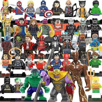 набор из 38 предметов, строительные блоки из серии супергероев Marvel, Мстители, 5 персонажей, головоломка для мальчиков, игрушки своими руками