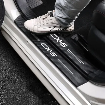 Наклейки на порог автомобиля из углеродного волокна для Mazda CX-5 CX5 2013-2017 2018 2019 2020 Автомобильные Аксессуары