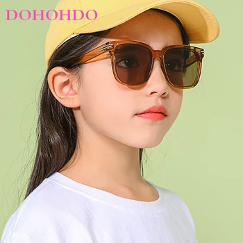 Новые детские поляризованные солнцезащитные очки с квадратной большой оправой для девочек и мальчиков Очки TR90 Детская Силиконовая Гибкая Безопасная оправа для очков UV400