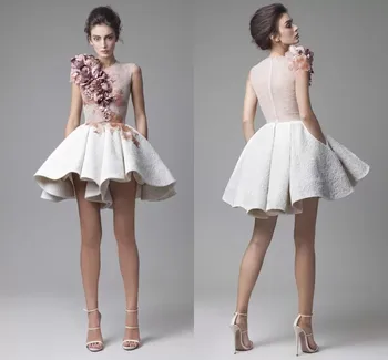 Новые короткие мини-коктейльные платья с оборками и 3D цветочными аппликациями ручной работы, вечернее платье для выпускного вечера, Скромный Плюс Размер, элегантные платья
