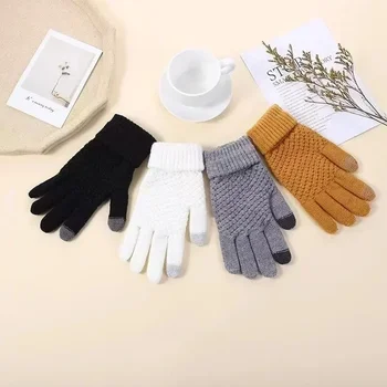 Новые мужские теплые перчатки с полными пальцами Зимние перчатки с сенсорным экраном плюс флисовые женские утолщенные шерстяные велосипедные перчатки для вождения