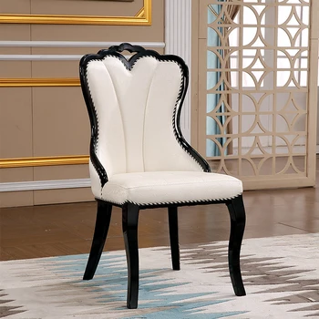 Обеденный стул в европейском стиле, Белый, простой, современный, Ресторанный, Модная Мягкая сумка, отель для отдыха, Корейская вилла из искусственной кожи, твердый