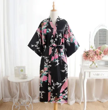 Оптовая продажа Новых женских японских кимоно Халат Высококачественная шелковая Длинная ночная рубашка с модным принтом Свободные удобные женские пижамы