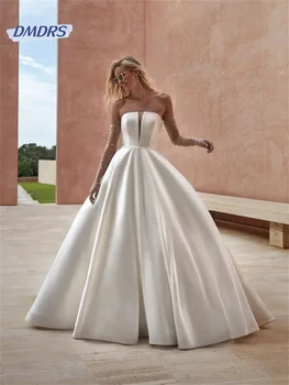 Пляжный халат невесты со съемным рукавом без бретелек, простое свадебное платье трапециевидной формы длиной до пола, Классическое Vestidos De Novia