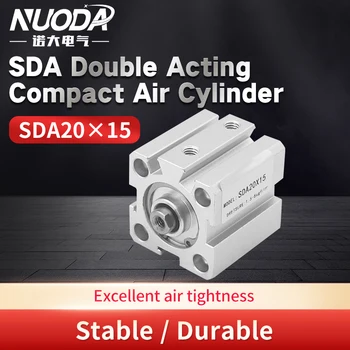 Пневматический компактный воздушный цилиндр двойного действия NUODA SDA с диаметром цилиндра 20 мм и ходом поршня 15 мм Воздушный компрессор