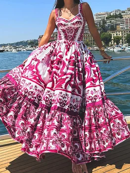 Повседневное Свободное Женское платье на бретельках, шикарное женское летнее праздничное длинное платье в стиле пэчворк с открытыми плечами, платье без рукавов Vestido