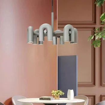 Подвесные светильники с возможностью поворота в скандинавском дизайне, черно-оранжево-серая люстра для кухни, гостиной, спальни, внутреннего декора отеля