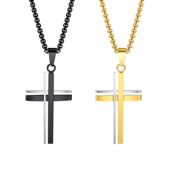 Простое ожерелье с полым крестом из нержавеющей стали, Мужские, Женские, для мальчиков, ХИП-хоп украшения, цепочка Rolo 3 мм 24 дюйма