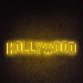 Прямая поставка, Голливудская неоновая вывеска 110-240 В, акриловые буквы на задней панели, Неоновый свет, 6 мм Световых полос, декор стен