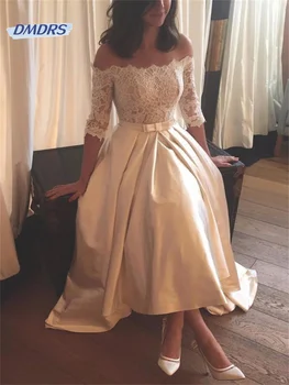 Романтическое платье с вырезом лодочкой и коротким рукавом для невесты, Элегантное свадебное платье трапециевидной формы с открытыми плечами Pastrol Vestidos De Novia