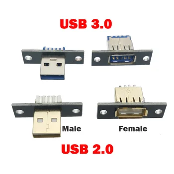 Самодельный разъем USB 2.0 3.0 Штекер Jack A Тип мужской женский 4 контактный разъем Тип припоя С отверстиями для крепления винтов для подключения данных