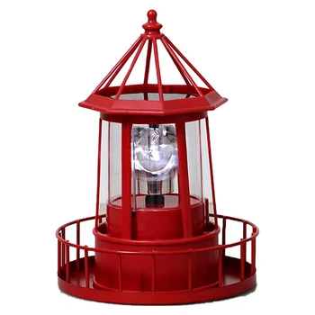 Светодиодный маяк на солнечных батареях, вращающаяся на 360 градусов лампа, украшение двора, Водонепроницаемые Садовые Башни, Статуи, Фонари