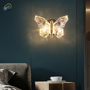 Светодиодный настенный светильник с бабочкой, Скандинавский светильник для внутреннего освещения, прикроватная тумбочка, спальня, гостиничный телевизор, современное украшение дома, настенные светильники, бра