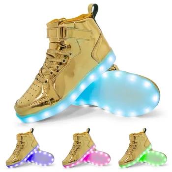 Светящиеся кроссовки для детей, обувь для настольных игр с высоким берцем, светодиодная подсветка, USB-зарядка, спортивная обувь для девочек и мальчиков, повседневная обувь для ходьбы на плоской подошве