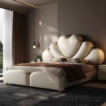 Современная роскошная Простая кровать Дешевые Большие Мастер-белые дизайнерские постельные принадлежности Каркасы кроватей Королевская спальня Мебель для спальни в скандинавском стиле