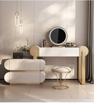 Современный минималистичный туалетный столик из каменной плиты, элитный домашний туалетный столик класса люкс, туалетный столик для спальни