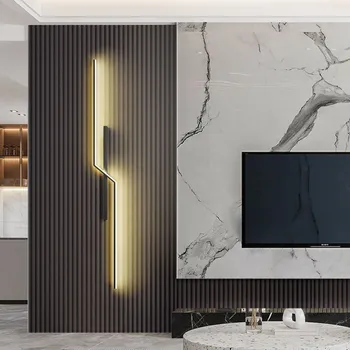 Современный минималистичный ленточный светодиодный настенный светильник с подсветкой для спальни, прикроватной тумбочки, гостиной, решетки, телевизора, дивана, фонового декора в лобби