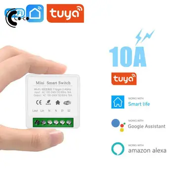 Таймер Smart Switch Совместим с Alexa Home Wifi Модуль выключателя Tuya 10a Беспроводные переключатели Mini