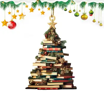 Украшение в виде Рождественской елки в виде книги, креативный автомобильный кулон с элементом Книги, Рождественский кулон с четким принтом, декоративный