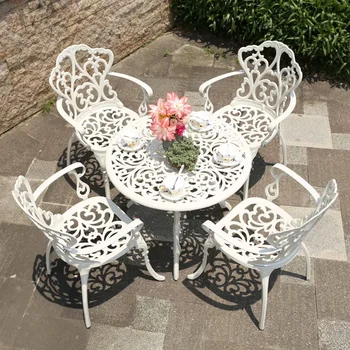 Уличные столы и стулья из литого алюминия, сад во внутреннем дворе, гостиничная мебель, терраса для отдыха, Металлический круглый стол для патио