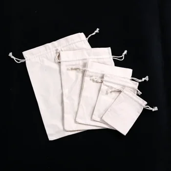 Универсальная холщовая белая сумка на шнурке, пустой пакет для риса, хлопковая упаковка для хранения во рту, сумка для ювелирных изделий
