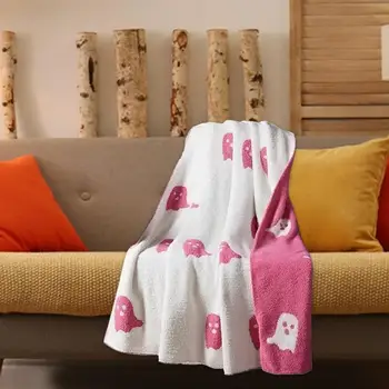 Фланелевое одеяло Розовые Одеяла с Привидениями на Хэллоуин, Скатерть, Покрывало для стола, Мягкие Теплые Покрывала для домашнего стола.