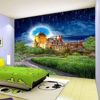 Фотообои на заказ 3D Фантастический замок Красивая Страна Чудес Лунный пейзаж Фреска Бумага для декора стен детской комнаты