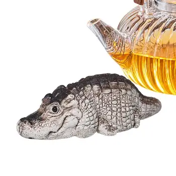 Чайный питомец Крокодил Нежная имитация декоративной фиолетовой глины Жирный крокодил ручной работы Реалистичная скульптура животного для столешницы