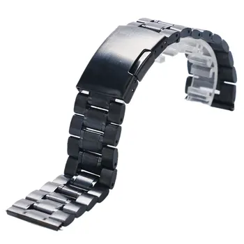 Черный ремешок для часов из нержавеющей стали, металлические браслеты для наручных часов, сменный браслет для наручных часов