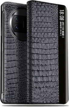 Чехол для Huawei Mate X3 с функцией автоматического пробуждения/сна, Флип-смарт-чехол из натуральной Кожи с прозрачным обзорным окошком, Магнитная застежка, Тонкий