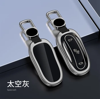 Чехол для смарт-ключей из алюминиевого сплава TPU для автомобиля Tesla Model 3, модель S, модель Y, сумка-брелок, брелок для ключей, сумка-держатель