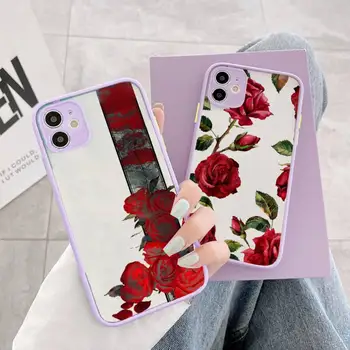 Чехол для телефона с цветочным рисунком красной розы, матовый прозрачный чехол для iphone 14 11 12 13 plus mini x xs xr pro max cover