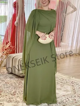 Элегантное оливково-зеленое женское платье для матери невесты с высоким воротом, без рукавов, с накидкой Длиной до пола /платье по запросу