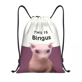 Это сумки на шнурке Bingus для мужчин и женщин, портативные сумки для спортзала, рюкзаки для покупок Kawaii Sphynx Cat